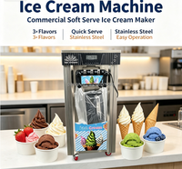 Machine à glace molle italienne haut de gamme pour usage commercial, options lait et fruits, construction en acier inoxydable, certifiée Energy Star