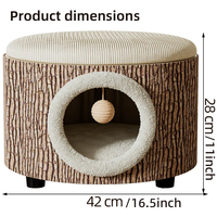 Tapis rond pour chat en tissu résistant aux rayures, avec coussin en mousse à mémoire de forme à haute résilience, meuble pour animaux de compagnie à double usage