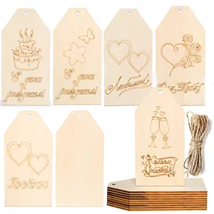 Fábrica personalizada Unfinished Wood Gift Tags para Artesanato DIYwooden pendurar tag Etiquetas de madeira com furos