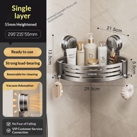 Étagère d'angle triangulaire à ventouse pour salle de bain, style luxe léger, en plastique ABS finition pulvérisée, rangement sans perçage pour lavabo