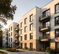 Comunidad de Apartamentos con Estructura de Acero 4F-15F, Viviendas Prefabricadas Equipadas con Jardín Público, Estacionamiento y Servicios Auxiliares