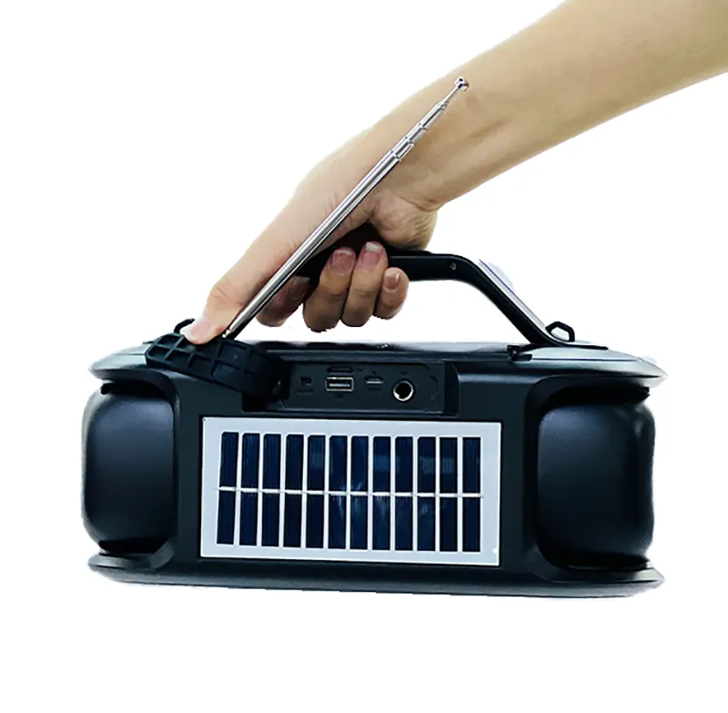 Yeni SP-240413-1 15 Watt 1800mAh kablosuz Solar şarj FM radyo Stereo supper bas hoparlörler ile taşınabilir BT hoparlörler