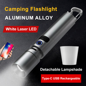 Lampe de poche lanterne de camping <span class=keywords><strong>abat</strong></span>-<span class=keywords><strong>jour</strong></span> amovible 1800mAh torche laser LED blanche mousqueton 3500 Lumens randonnée lumière flash extérieure - Product Image 2