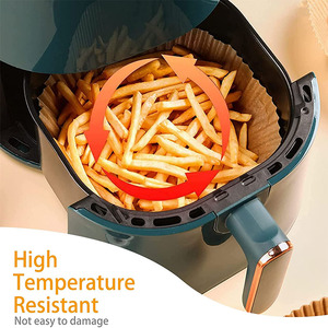 Venta al por mayor personalizado desechable a prueba de aceite a prueba de grasa 16cm 20cm <span class=keywords><strong>Airfryer</strong></span> pergamino hornear papel de silicona Liner bandeja de papel para freidora de aire - Product Image 4