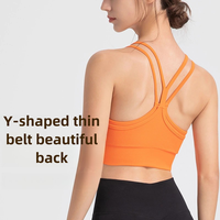 Soutien-gorge de sport à séchage rapide pour la course et le fitness Couleur unie avec sangles antichoc Y-Line et coussinets fixes Soutien-gorge d'entraînement pour le dos croisé