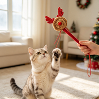 Mainan Tongkat Kucing dengan Pita Rumbai untuk Pelatihan Interaktif, Tahan Lama, Terbuat dari Poliester dan Plastik, Penghilang Kebosanan, Mainan Manual untuk Hewan Peliharaan