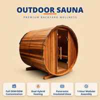 Kaca panorama merah Cedar halaman belakang taman mewah 2 4 Orang kayu ditembakan jauh inframerah rumah Villa luar ruangan  Sauna