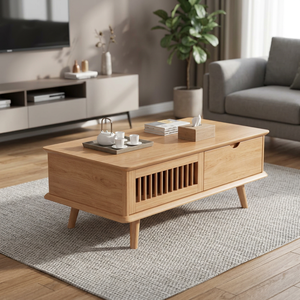Modern <b>Wood</b> <b>Coffee</b> <b>Table</b> With Storage Drawer Scandinavian Design Living Room Furniture Solid <b>Wood</b> Base - Product Image 2
