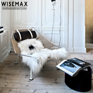 WISEMAX家具北欧简约手工编织麻绳休闲椅现代客厅阳台懒人休闲椅卧室 - Product Image 1
