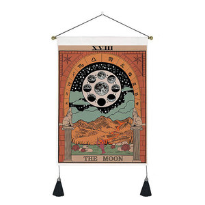 35*50cm <span class=keywords><strong>Tarot</strong></span> karte Phase Quaste Wandteppich Vintage Mysterious Bohemian Moon Sieben Chakra Tier Stoff Benutzer definierte Wandteppich - Product Image 2