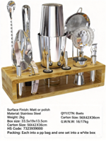 Kit de barman pour la mixologie, ensemble de shakers à cocktails en acier inoxydable, ensemble d'outils de bar 14 pièces, ensemble pour la préparation de martinis et de cocktails sans alcool