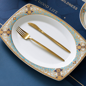 Service de table de luxe en porcelaine de qualité supérieure avec bordure dorée, vaisselle royale pour restaurant, porcelaine fine vintage Jcd100, vaisselle de luxe en porcelaine fine - Product Image 5