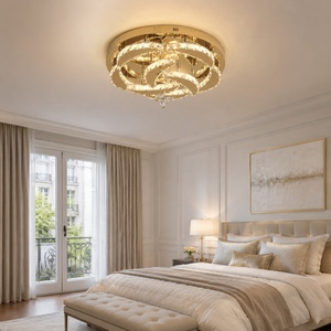 Décoration d'intérieur, luminaire de plafond LED, lustre en acier inoxydable, luminaire de plafond en cristal pour salle à manger - Product Image 1