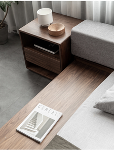 เตียงทาทามิไม้เนื้อแข็งแบบดั้งเดิมของญี่ปุ่น ทำจากไม้วอลนัทสีดำ แกะสลักด้วยมือ พร้อมลิ้นชักเก็บของแบบพับได้ ประหยัดพื้นที่ - Product Image 6