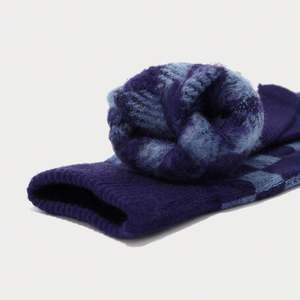 Conjunto de Gorro, Bufanda y Guantes de Punto a Cuadros para Invierno, Estilo Coreano, Cálido y Resistente al Frío - Product Image 6