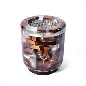 Quemador de Mubkhar con incrustaciones de madera de resina de fusión de lujo, soporte de incienso árabe decorativo elegante, casas religiosas de sándalo, hoteles Eid - Product Image 1