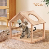 Lit et arbre pour chat en bois écologique de haute qualité, 2 niveaux, luxueux, lavable, doux, moelleux, apaisant, pour Noël