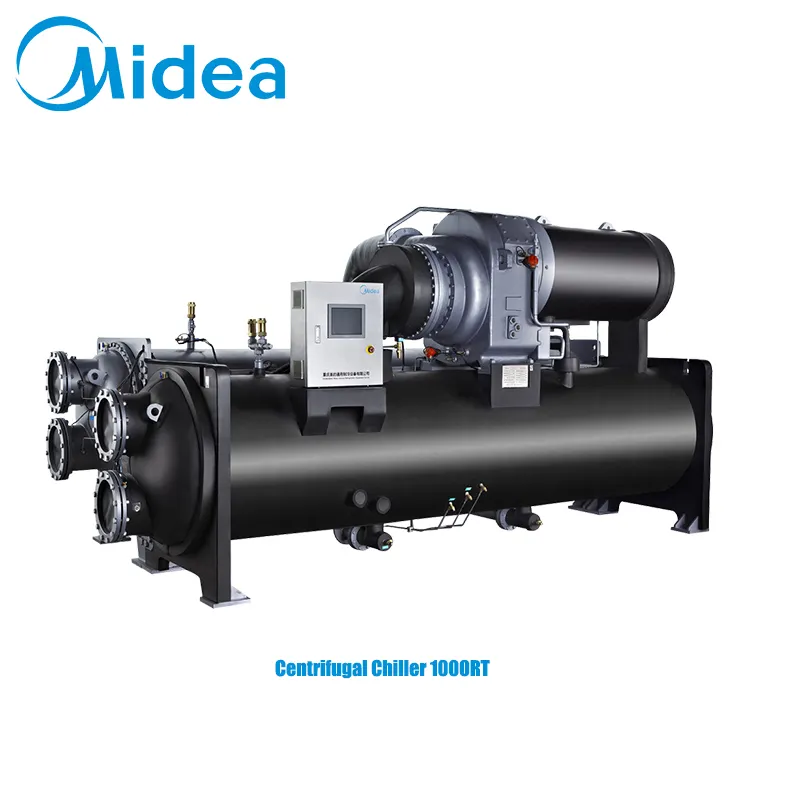 Midea high efficiency centrifugal chiller 1000RT 3516kw lower sound levels and vibration ton water cooled chiller