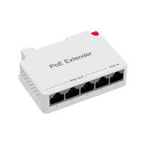 Extensor de Red PoE de 4 Puertos y 100 Mbps para CCTV, 802.3af/at, 400 m, Montaje en Riel DIN