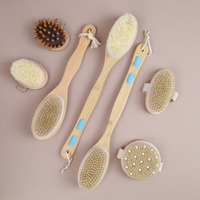Brosse de bain exfoliante pour adultes en poils de porc, brosse corporelle sèche à long manche pour le dos, vente chaude