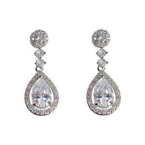 <span class=keywords><strong>18th</strong></span> <span class=keywords><strong>Century</strong></span> perhiasan gaya Inggris anting-anting jepit Juntai jatuh air mata anting-anting zirkon mengkilap cantik pengantin pernikahan - Product Image 6