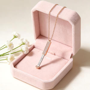 Collar con Colgante de Barra 3D de Cristal Brillante para Mujer, Regalo en Oro, Oro Rosa y Plata, Collar Metálico Romántico, Joyería Metálica de Moda - Product Image 5
