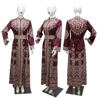 Nouvelle Robe Longue Modeste et Respirante à Fermeture Éclair, Style Ethnique Floral, Longueur Cheville, Manches Longues, pour l'Aïd et les Mariages, pour Femmes Musulmanes Arabes de Dubaï