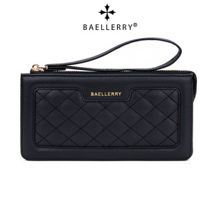 Baellerry Women's <b>Long</b> Wallet Black Quilted Zippered Clutch <b>Bag</b> Large Capacity Everyday Use - Product Image 1