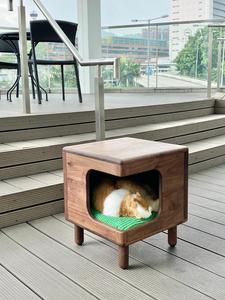Toptan Ahşap Kedi Evi İç Mekan Kedi Kulübesi Kafesi Dekoratif Ahşap Yan Sehpa Kedi Yatağı Gizli Tabure Köpek Kafesi Küçük Ev - Product Image 5