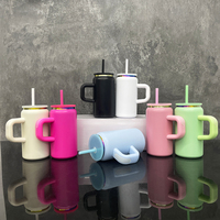 Entrepôt américain en acier inoxydable isolé sous vide enduit de poudre arc-en-ciel gobelets en métal de 16oz avec poignée pour gravure laser