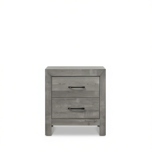 Mesa de Noche de Estilo Rústico con 2 Cajones, Acabado Gris, Muebles de Madera para Dormitorio, Diseño Moderno para el Hogar - Product Image 1