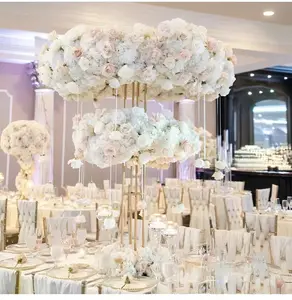 ديكور فاخر للمناسبات الطاولة بطول 110 سم لون ذهبي كريستال حامل زهور لحفلات الزفاف