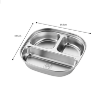 Boîte à lunch carrée Liyunda pour enfants, en acier inoxydable 304, écologique, avec compartiments, pour le contrôle des portions et la conservation des aliments, couvercle SS/PP