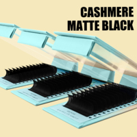 Extensions de cils Abonnie noir mat, fabriquées en PBT coréen de qualité supérieure, extensions de cils en cachemire à marque privée