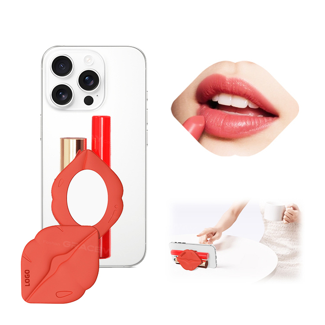New Arrival 3-in-1 Functions Silicone Holder Lip Gloss Storage Case with Makeup Mirror Women Lipstick Balm Holder Phone Stand