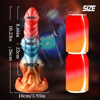 10-Frequenz-Monster-Dildo mit Heizfunktion, Tierdildo für weibliche Masturbation, Stoß-Fantasy-Drachenknoten-Analdildo