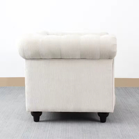 Chaise d'appoint Oxford Club Fauteuil à rouleau en tissu de luxe Canapé simple à dossier capitonné Fauteuil Chesterfield beige