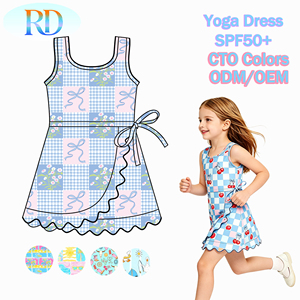 Vestido Deportivo sin Mangas Estampado para Niñas Pequeñas, Protección Solar UPF50+, Falda <span class=keywords><strong>de</strong></span> Golf Infantil, Estilo Traje <span class=keywords><strong>de</strong></span> Baño, Vestido Informal <span class=keywords><strong>de</strong></span> Verano - Product Image 1