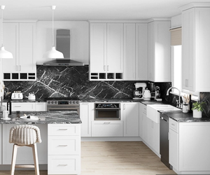 Armoires de cuisine modulaires blanches personnalisées, design moderne, construction en bois, finition complète, ensembles complets pour appartement, usage domestique, solution totale - Product Image 1