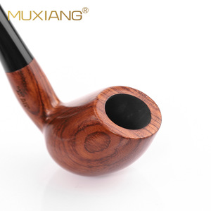 Muxiang Wooden Smoking Pipe Bent Type 9mm Filter Acrylic Mouthpiece Solid Rosewood Pipe Tobacco Pipe Personal Gift - Product Image 5