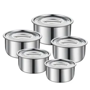 Wholesale Oem 5pcs Non Stick Cookware Stock Stainless Steel Cooking Pot Set Wild Cover