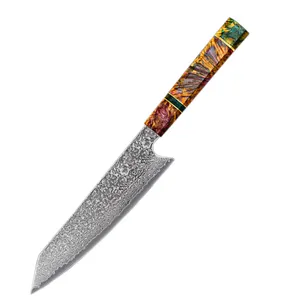 67 Lớp VG-10 Damascus Thép 8 Inch Đầu Bếp Dao Siêu Gỗ Xử Lý