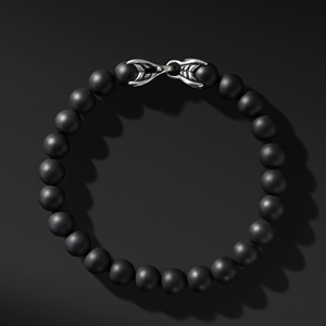 De acero inoxidable espiritual Natural de la joyería de la piedra de ónix negro cuentas pulsera para hombre - Product Image 2