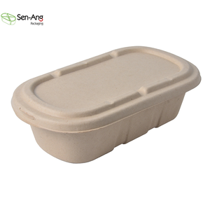 Pulpa de fibra de bambú biodegradable, almuerzo rígido, tapa de PET para Sushi, comida para bebés, patatas fritas, alimentos enlatados, cajas de papel de uso Industrial - Product Image 1