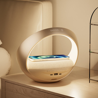 Nouvel arrivage Design BT haut-parleur de musique 4 en 1 chargeur sans fil lampe avec réveil chevet nuit lampe RVB