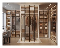 Armoire de rangement en bois et verre au design moderne personnalisé pour chambre à coucher