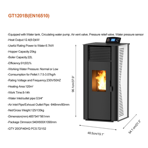Estufa de Pellets con Caldera de Agua Caliente EN16510 12.4kW GT1201B, Quemador de Pellets para Calefacción de Agua, Estufas de Pellets en Venta - Product Image 4
