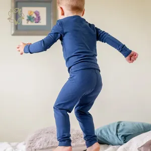 Merino Wol Pyjama Voor Kinderen Biologische Peuter Pyjama Kinderen Tweedelige Set Lange Mouwen T-shirt En Legging