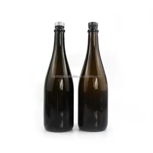 750毫升75cl工厂批发可重复使用的橄榄棕色香槟红酒白酒带软木帽的空玻璃瓶
