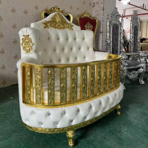 Meubles <span class=keywords><strong>de</strong></span> mariage royaux classiques chaise <span class=keywords><strong>de</strong></span> <span class=keywords><strong>lit</strong></span> trône en or blanc berceaux ovales portables pour enfants berceaux ronds en bois <span class=keywords><strong>lit</strong></span> pour bébés - Product Image 2